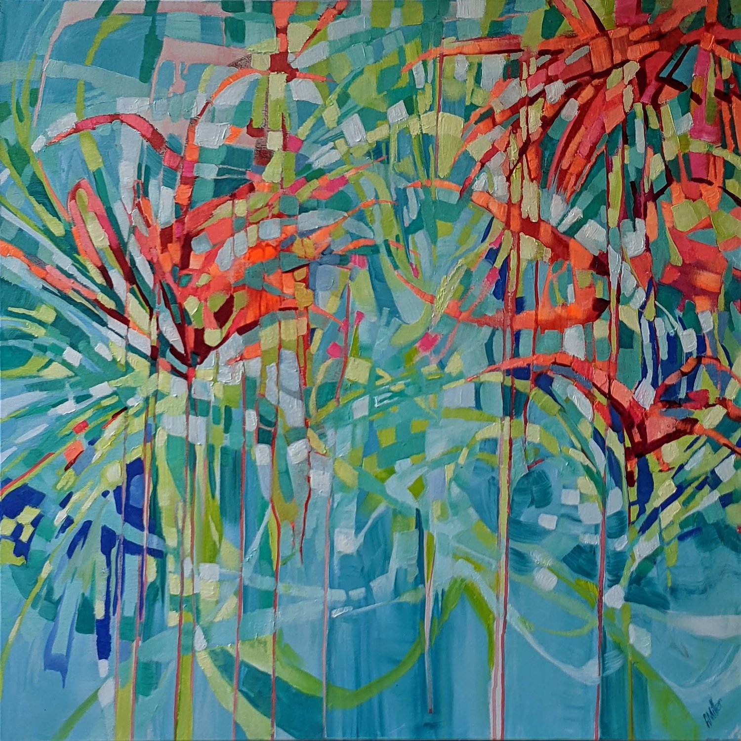 “Tropical” by Anna Miller is oil on canvas